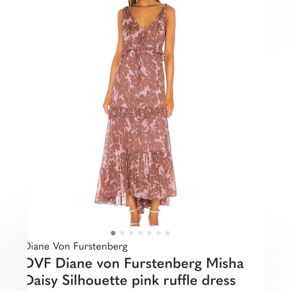 Diane Von Furstenberg Misha Mauve Floral Midi Dress in breezy chiffon